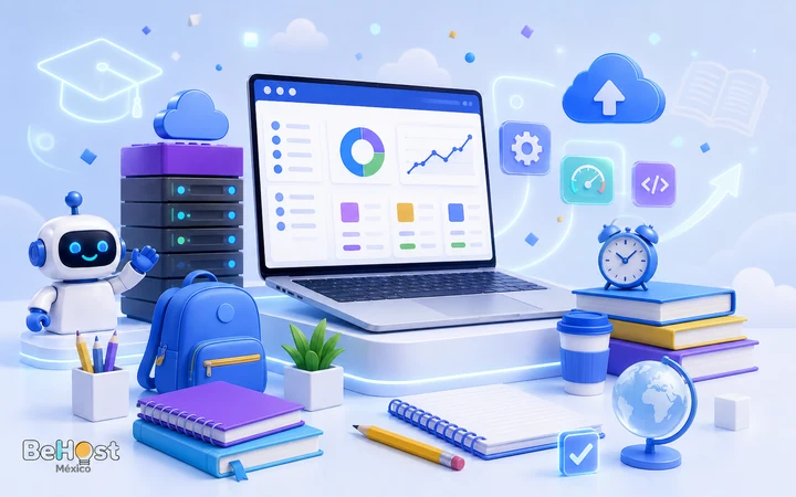 BeHost México con temática de regreso a clases y tecnología educativa.