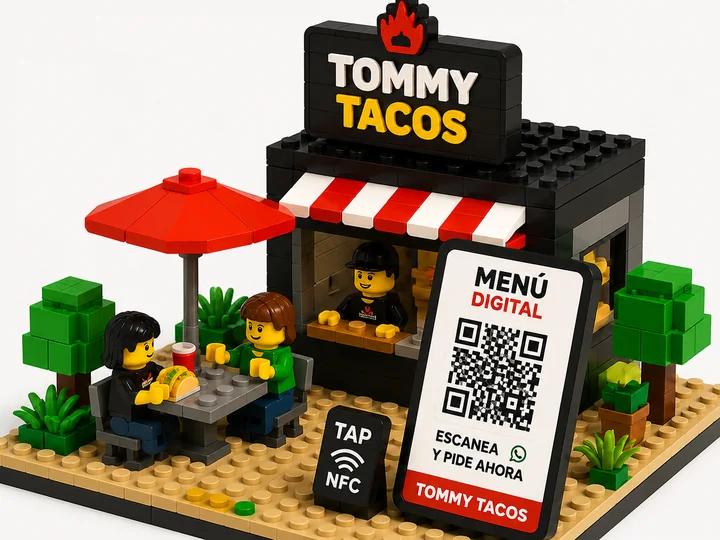 Escena 3D de bloques de Tommy Tacos