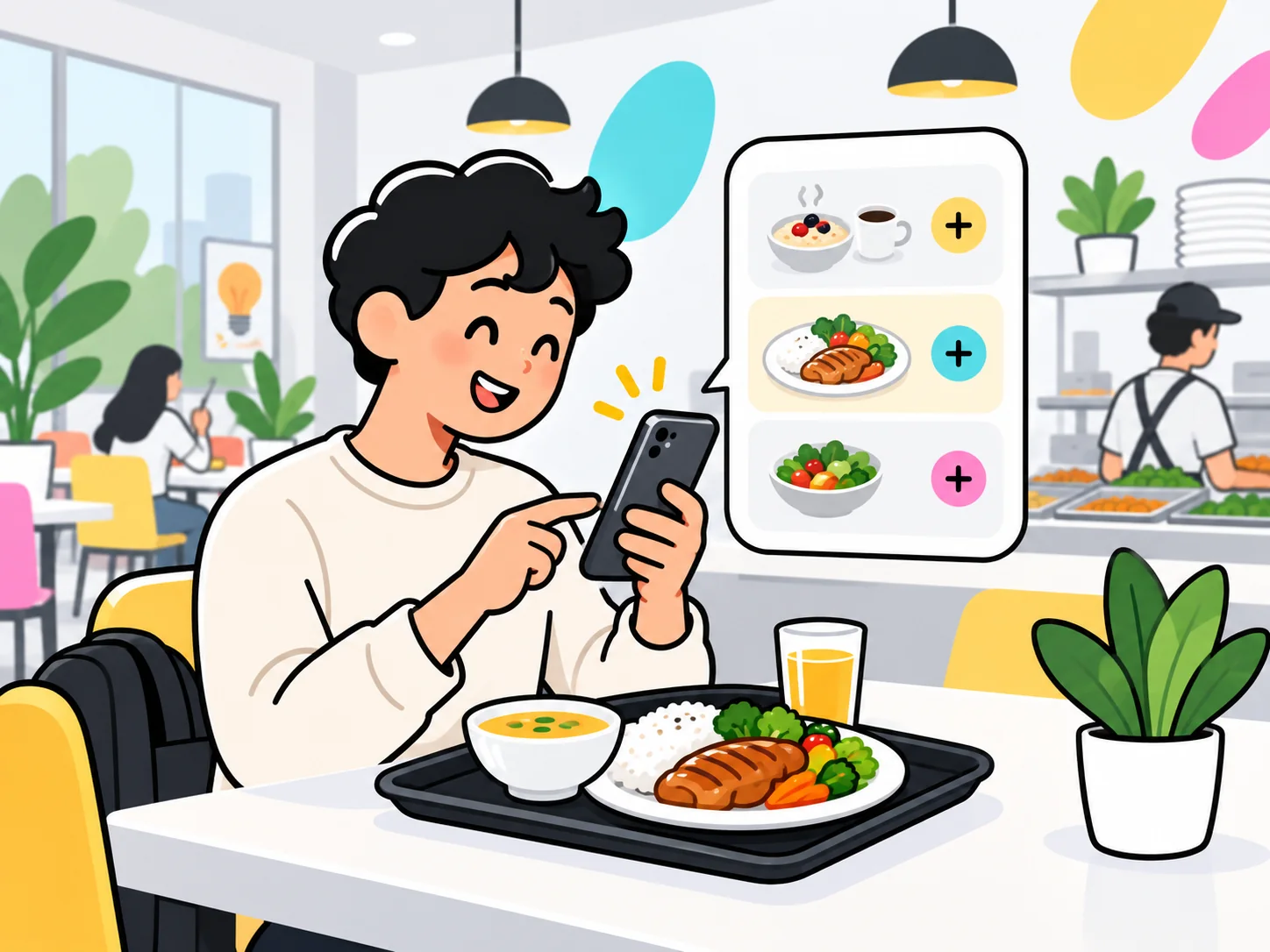 Menú activo de Comedor Be en celular