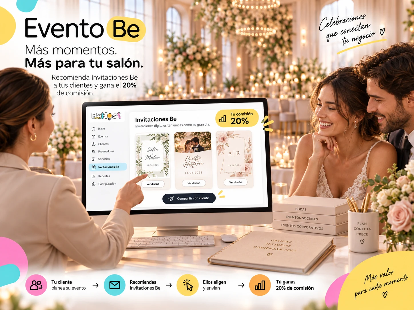 Aumenta el valor de tu servicio recomendando invitaciones digitales a tus clientes.