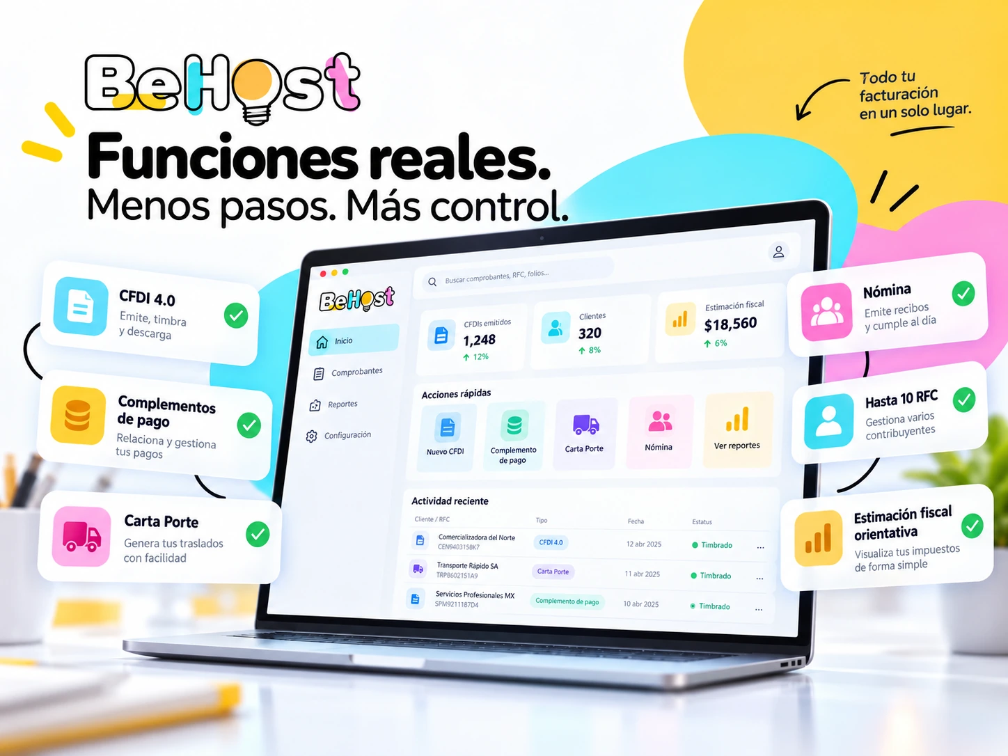 Panel de Facturación Be con funciones fiscales