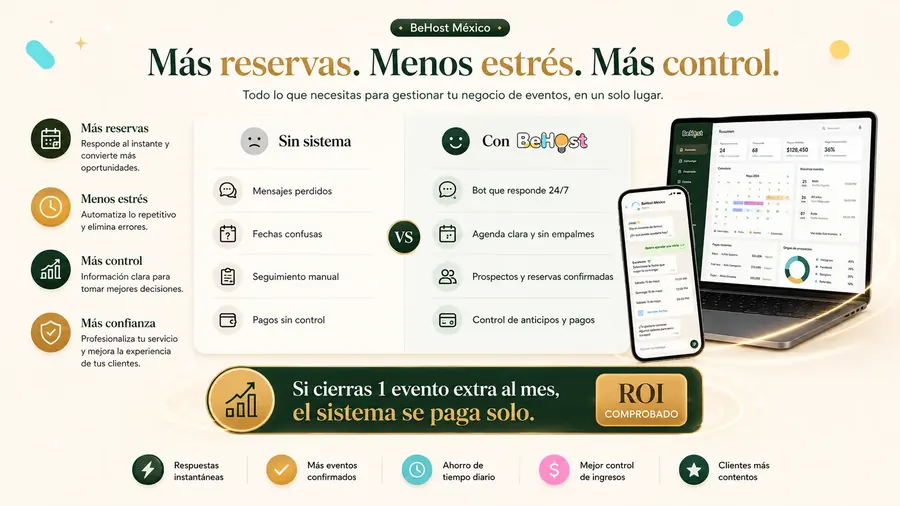 Panel administrador BeHost para salones y jardines
