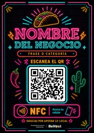 Plantilla Neón QR + NFC