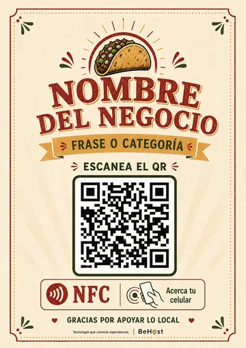 Ejemplo de plantilla QR + NFC Vintage